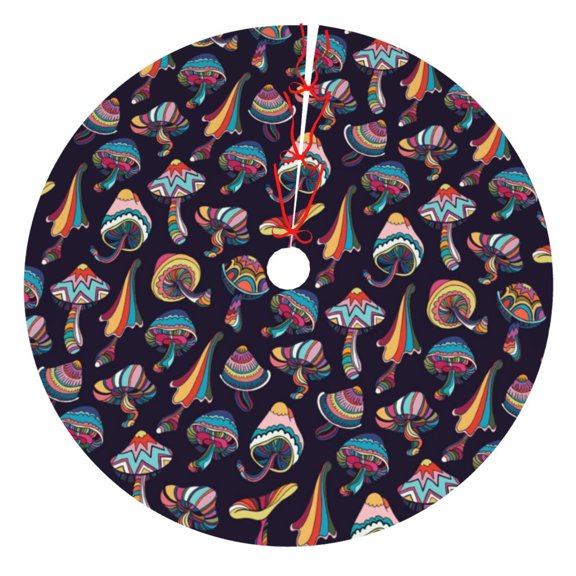 Rateoe Mushroom Doodle Print Christmas Tree Skirt 30" for Xmas Holiday New Year Party Circle Tree Mat Ornaments Decoration