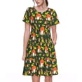 thumbnail image 1 of Rateoe Mushroom Leaf Pattern Women’s Short Sleeve Dress – Casual Elegant Summer A-Line Dress for Everyday Wear, 1 of 6