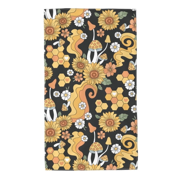 Rateoe Mushrooms Honeycomb Pattern Microfiber Towel, Beach Towel, Pool Towel, Quick-dry Travel Towel, Soft and Plush towel, Absorbent Towel-27.5x16 Inch