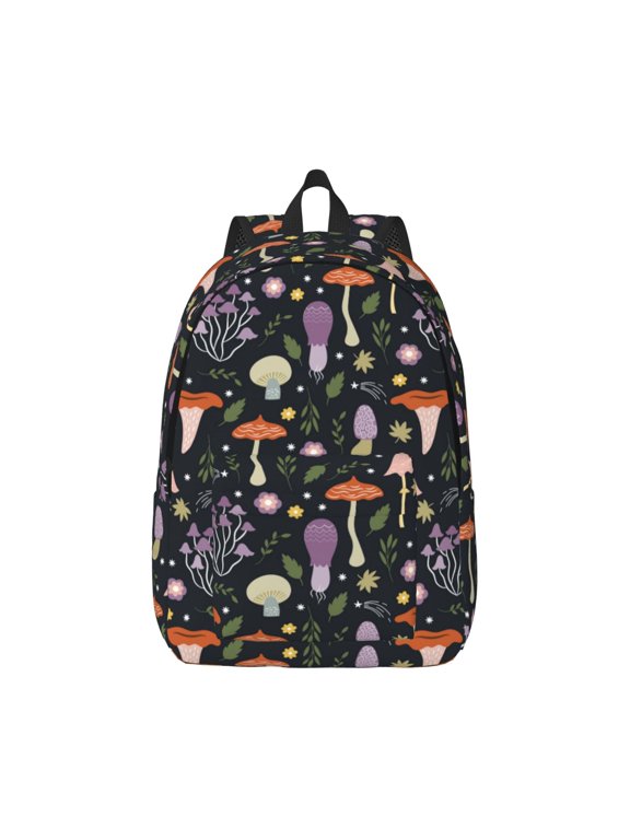 Mushrooms Pattern Canvas College Laptop Backpack,Travel Daypack,Durable Rucksack Travel Notebook Bag School Backpack Book Bag for Men Women-