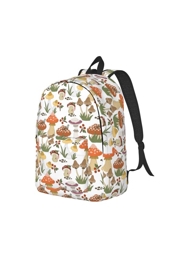 Mushrooms Pattern Durable Canvas Backpack for Men & Women – Stylish & Lightweight – Adjustable Straps, Multiple Pockets – Fits 15-17 Inch LaptopsMedium