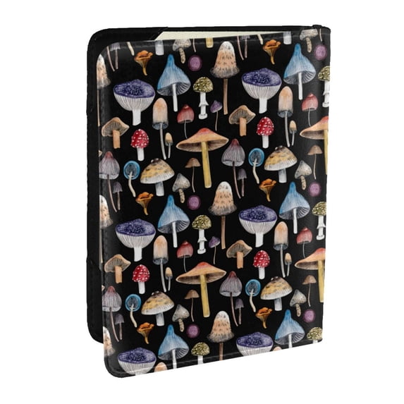 Rateoe Mushrooms and Leaves Pattern Passport Holder Wallet Leather Mulit-purpose Travel Wallet Credit Cards Case ,Passport Cover for Women Men-6.5 in