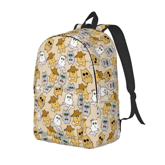 Rateoe Music Dancing Cat Pattern Durable Canvas Backpack for Men & Women – Stylish & Lightweight – Adjustable Straps, Multiple Pockets – Fits 15-17 Inch LaptopsSmall