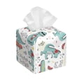 thumbnail image 1 of Rateoe Music Lover Dinosaur Pattern Tissue Box Cover, Modern Square Decorative Leather Facial Paper Case Organizer Holder Dispenser 5X5X5'', 1 of 8