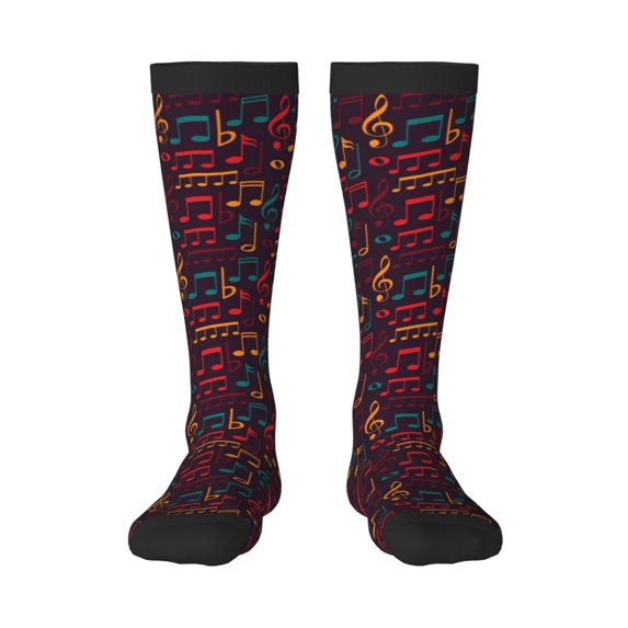 Rateoe Music Pattern Women’s Knee High Crew Socks,Trouser Socks Comfortable, Breathable, Moisture-Wicking and Soft