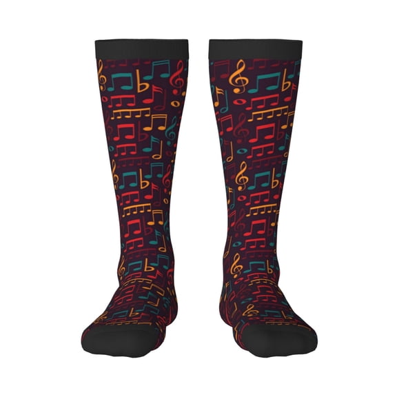 Rateoe Music Pattern Women’s Knee High Crew Socks,Trouser Socks Comfortable, Breathable, Moisture-Wicking and Soft