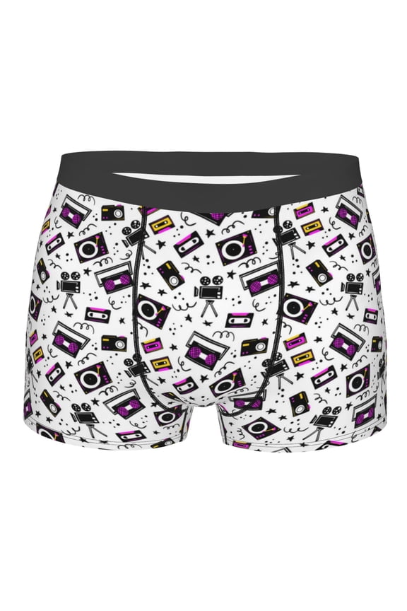 Music Player Mens Boxer Briefs Poly Spandex Performance Boxer Briefs Underwear Hem Boxer Briefs - Large