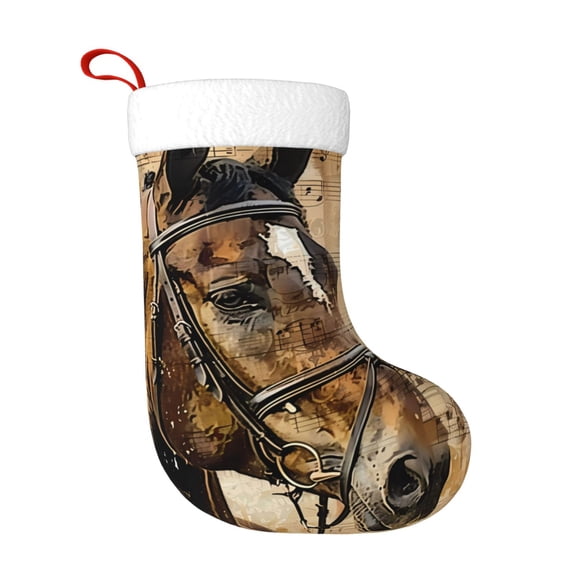 Rateoe Musical Horse Vintage Collage Print Christmas Stockings,18 Inch Large Christmas Stockings Decoration Ornaments for Holiday Home Fireplace Indoors
