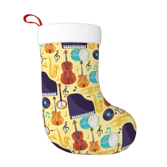 Rateoe Musical Instruments Print Christmas Stockings,18 Inch Large Christmas Stockings Decoration Ornaments for Holiday Home Fireplace Indoors