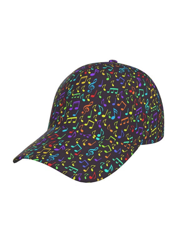 Musical Notes Pattern Baseball Cap Outdoor Cap Mountain Dad Hat - Unstructured Soft Cotton Cap-Adjustable UV Protection Cap