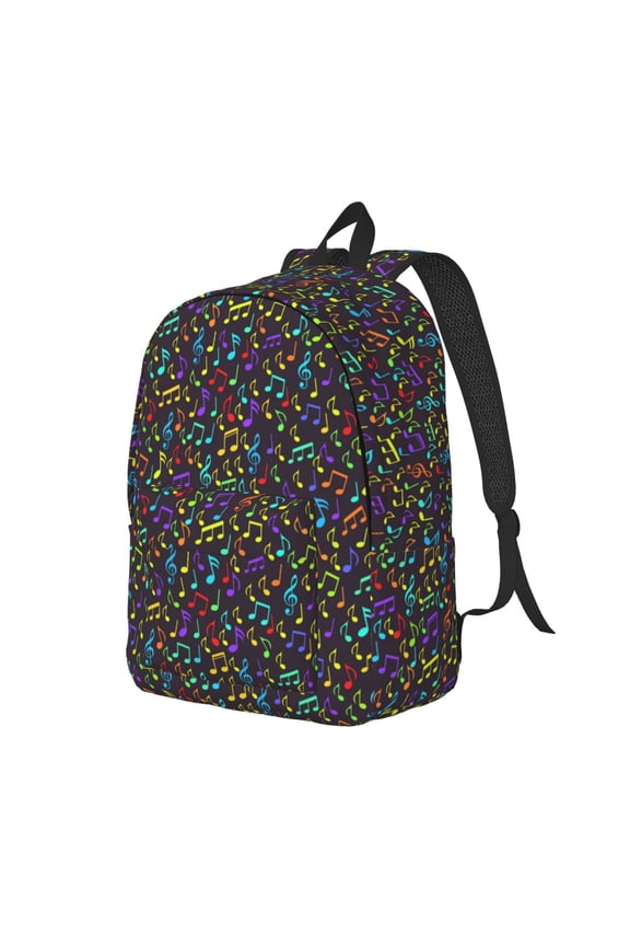 Musical Notes Pattern Durable Canvas Backpack for Men & Women – Stylish & Lightweight – Adjustable Straps, Multiple Pockets – Fits 15-17 Inch LaptopsMedium