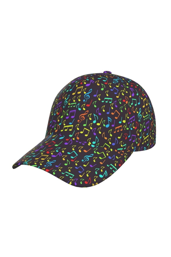 Musical Notes Pattern Mens Baseball Cap  Adjustable Curved Brim Hat, Soft Cotton Sports Cap for Outdoor, Casual, and Everyday Wear, Comfortable & Breathable