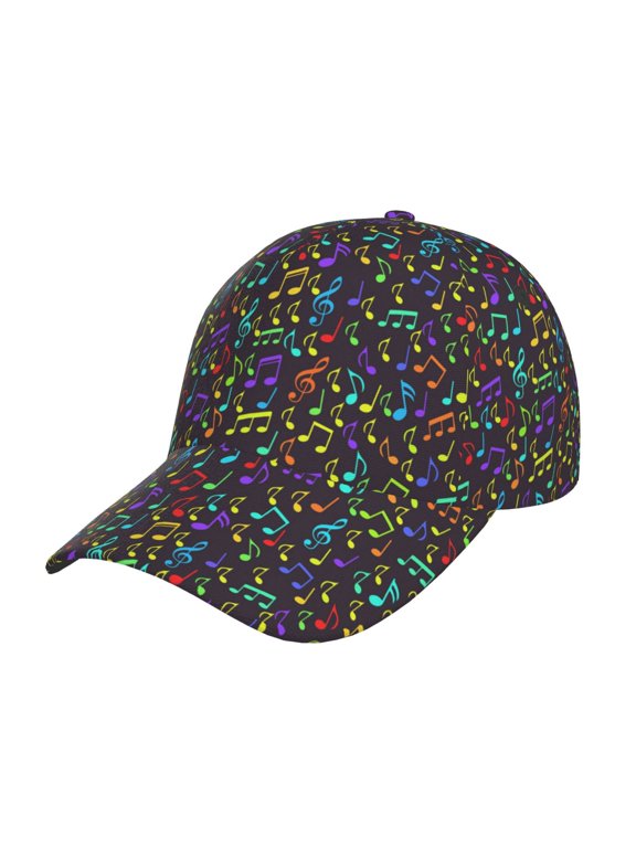 Musical Notes Pattern Mens Baseball Cap Adjustable Curved Brim Hat, Soft Cotton Sports Cap for Outdoor, Casual, and Everyday Wear, Comfortable & Breathable