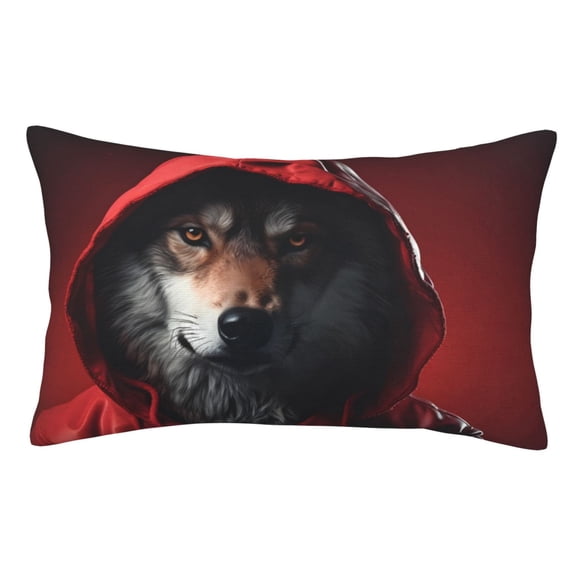 Rateoe Mysterious Hooded Wolf Pattern Decorative Pillow Case,Throw Pillow Covers,Plush Pillow Cover,Soft Pillow Case,Velvet Pillow Case-14"x20"
