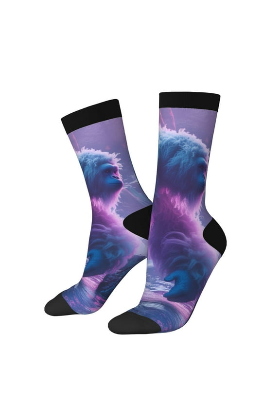 Mystical White gorilla Jungle for Women Casual Calf Socks - Cute Crew Socks - Thin Soft Above Ankle Socks Size 5-11