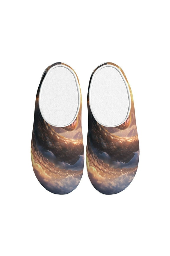 Mythical Serpent Mountain Sunrise Print Women's Men's Cotton Knit Slippers Lightweight Memory Foam Indoor House Shoes with Anti-Skid Sole-37/38