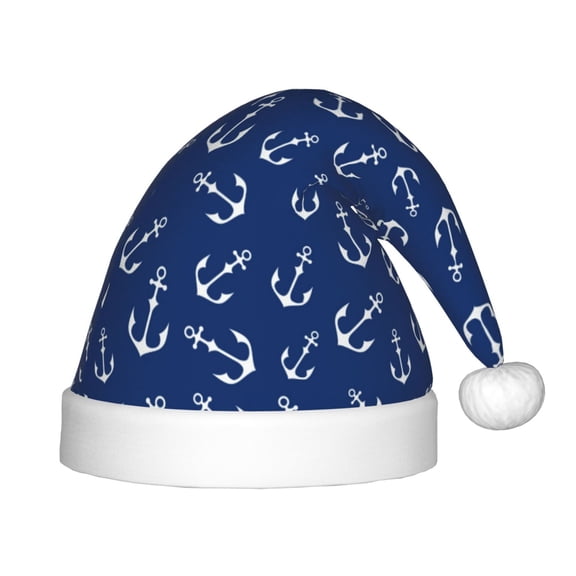 Rateoe Nautical Anchors Santa Hat Confortable Christmas Hat for Christmas Party Favors Fit for Kids