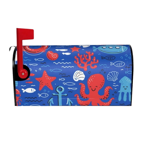 Rateoe Nautical Animals Printed Mailbox Covers - Easy to Install Fall, Winter, Spring, Summer Mailbox Cover - Weather and UV-Resistant Mailbox Decor - Mailbox Magnetic Covers-21x18 in