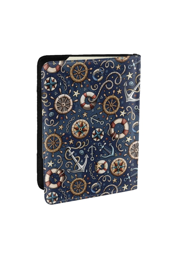 Nautical Pattern Passport Holder Wallet Leather Mulit-purpose Travel Wallet Credit Cards Case ,Passport Cover for Women Men-6.5 in