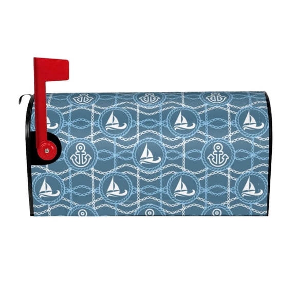 Rateoe Nautical Printed Mailbox Covers - Easy to Install Fall, Winter, Spring, Summer Mailbox Cover - Weather and UV-Resistant Mailbox Decor - Mailbox Magnetic Covers-25.5x21 in
