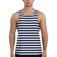thumbnail image 1 of Rateoe Navy Blue And White Stripes Pattern Sleeveless Gym Shirt Muscle Tee Breathable Workout Shirt Slim-Fit Tank Quick Dry Fit Muscle Tank Top Bodybuilding Sleeveless T Shirt-Medium, 1 of 7