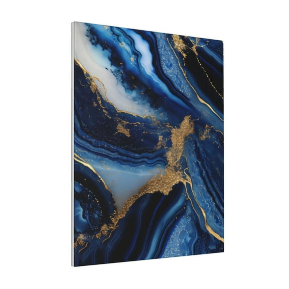 Rateoe Navy Blue Marble Pattern Decorative Picture – Unique Modern Wall Art, Ready-to-Hang Canvas Print for Home (Vertical)