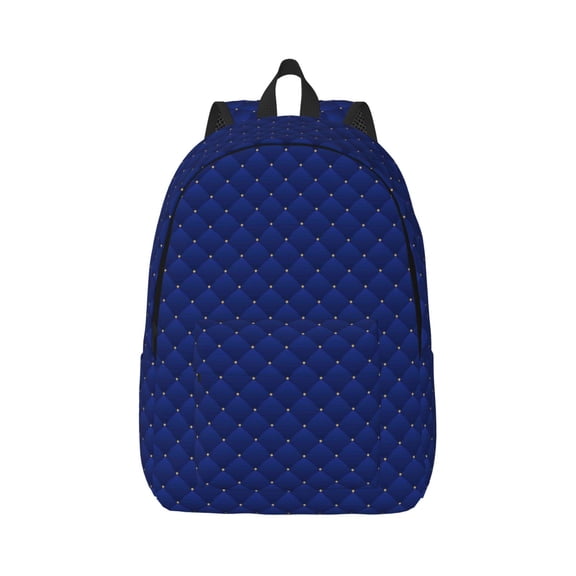 Rateoe Navy Blue Pattern Canvas College Laptop Backpack,Travel Daypack,Durable Rucksack Travel Notebook Bag School Backpack Book Bag for Men Women-Small