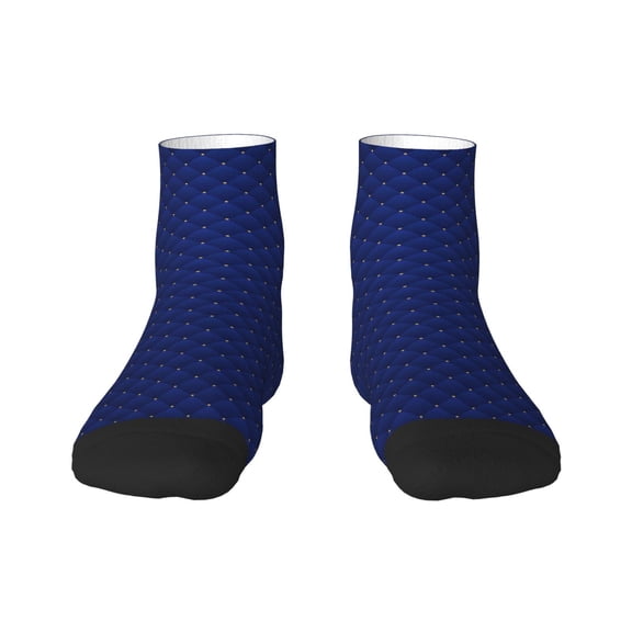 Rateoe Navy Blue Pattern Quarter Crew Socks,Toe Seamed Ankle Socks,Cotton Cushioned Breathable Athletic Crew Sports Socks