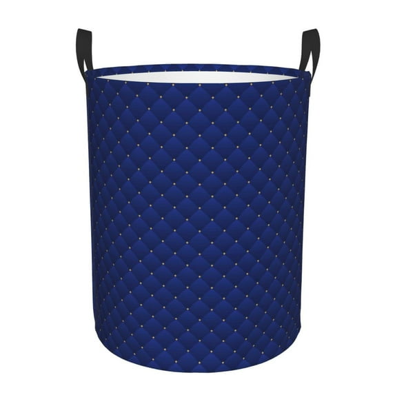 Rateoe Navy Blue Pattern Round Laundry Hamper Basket, Tall Hamper Basket for Blanket Storage, Nursery Clothes Hamper for Laundry in Bedroom and College Dorm-Medium