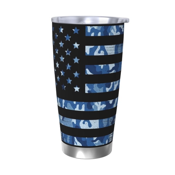 Rateoe Navy Camouflage American Flag Printed Car Guy Gifts for Men Women Tumbler - 20oz/590ml Double Wall Vacuum Insulated Stainless Steel Travel Tumbler Cups with Lid & Straw-Without Straw