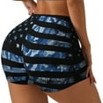 thumbnail image 1 of Rateoe Navy Camouflage American Flag Printed Power Workout Shorts for Women Tummy Control Squat Proof Ribbed Thick Seamless Scrunch Active Short-Medium, 1 of 8