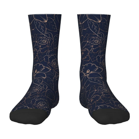 Rateoe Navy Dark Blue Pattern Children's Socks, Socks Gifts ,kids Crew Soft Cotton Socks , Moisture-Wicking, Durable, Ideal for Daily Wear & Sports
