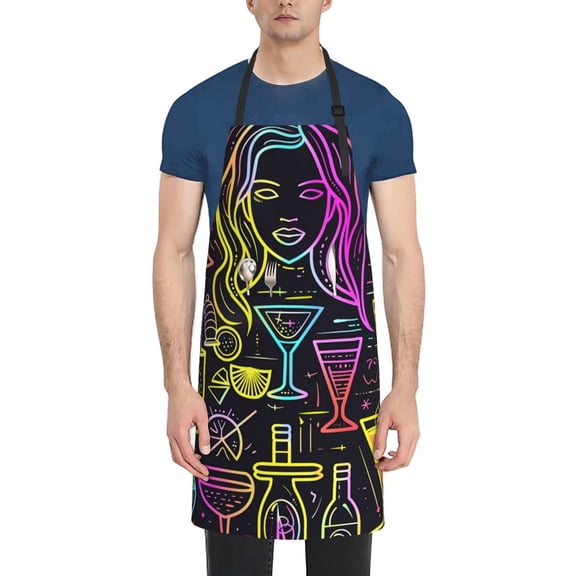 Rateoe Neon Bar Drinks Aprons with Pocket,Men Womens Aprons Waterproof Adjustable Cooking Aprons for Kitchen Gardening and Salon