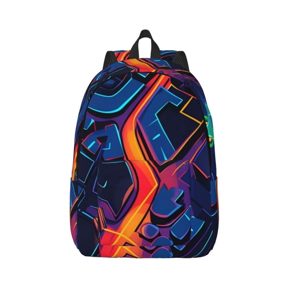 Rateoe Neon City Map Pattern Canvas College Laptop Backpack,Travel Daypack,Durable Rucksack Travel Notebook Bag School Backpack Book Bag for Men Women-Medium