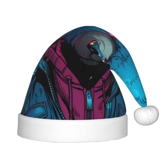 Rateoe Neon Cyberpunk Blue Bear Santa Hat Confortable Christmas Hat for Christmas Party Favors Fit for Kids