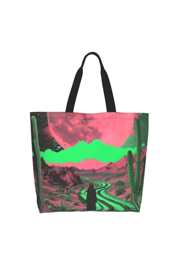 Neon Desert Moon Tote Bag - Waterproof Lightweight Handbags Travel Shoulder Bag for Hiking Yoga Gym Swimming Travel Beach