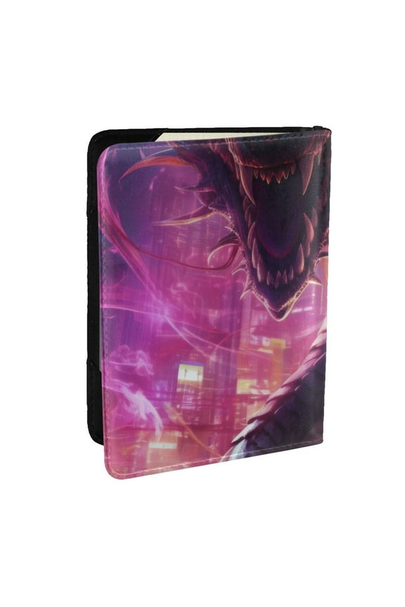 Neon Futuristic Dragon Pattern Passport Holder Wallet Leather Mulit-purpose Travel Wallet Credit Cards Case ,Passport Cover for Women Men-6.5 in