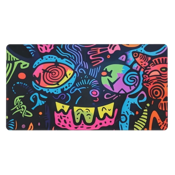 Rateoe Neon Graffiti Urban Art Print Mouse Pad - Extended Large Gaming Mousepad,Non-Slip Stitched Edge,16x29.5 Inch
