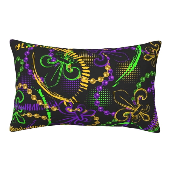 Rateoe Neon Mardi Gras Pattern Pillow Covers with Invisible Zipper(Pillows are not Included) Standard Pillowcases-16"x24"