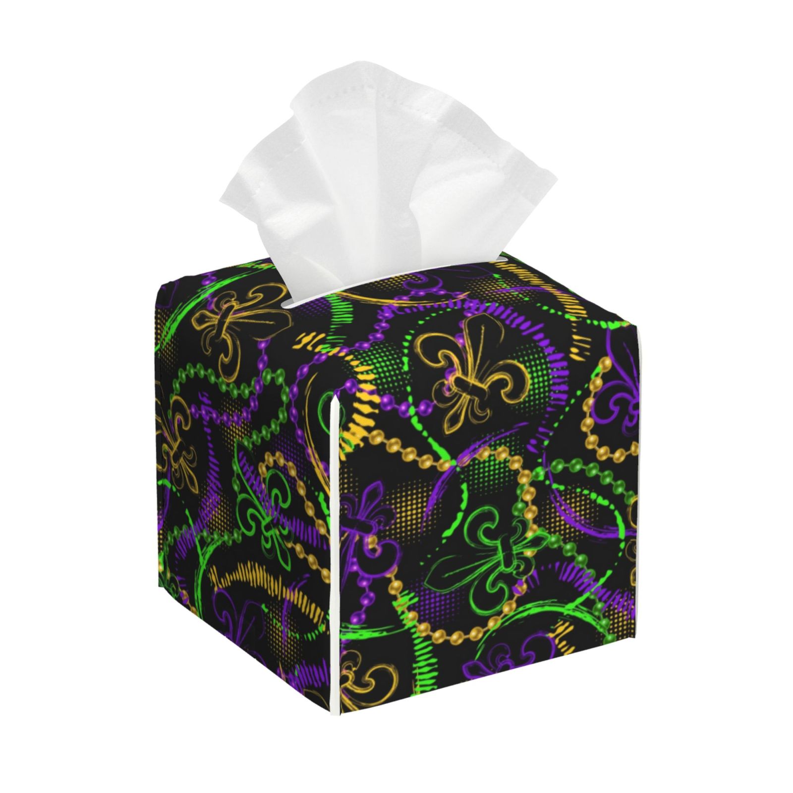 Rateoe Neon Mardi Gras Pattern Tissue Box Cover, Modern Square ...