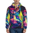 thumbnail image 1 of Rateoe Neon Pop Art Pitbull Pattern Mens Hoodie, Pullover Hooded Sweatshirt, Kangaroo Pocket Hoodie Ideal for Daily Wear, Travel and Home-Large, 1 of 7