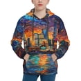 thumbnail image 1 of Rateoe Neon Shanghai Cityscape Night Pattern Boys Hoodie, Youth Pullover Hooded Sweatshirt, Kangaroo Pocket Hoodie for Kids-Large, 1 of 6