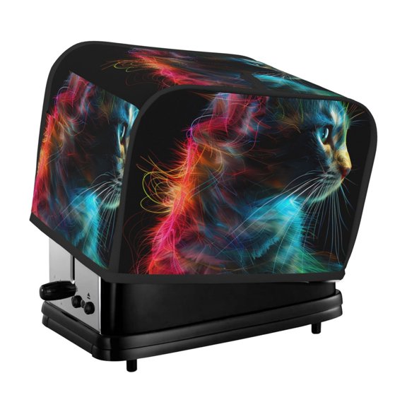 Rateoe Neon Spectrum Cat Portrait Pattern Toaster Covers 2 Slice Wide Slot,Bread Machine Cover,Bread Dust Cover & Fingerprint Protection,Appliance Covers