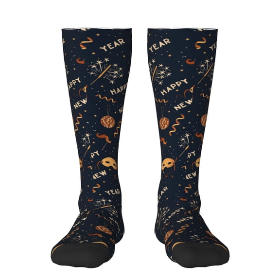 Rateoe New Year Pattern Women’s Knee High Crew Socks,Trouser Socks Comfortable, Breathable, Moisture-Wicking and Soft