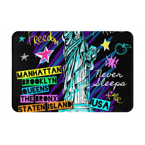 Rateoe New York City Pattern Flannel Door Mat Indoor Outdoor Entrance, Waterproof All-Weather Doormat,Fade Resistant, Low Profile Entryway Mat 16x24in