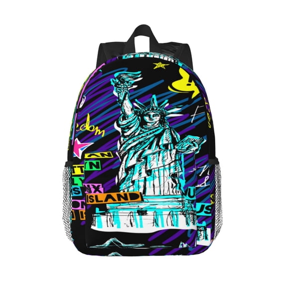 Rateoe New York City Pattern Student Backpack Water-resistant Backpack 15-inch Laptop Backpack Lightweight Adjustable School Backpack
