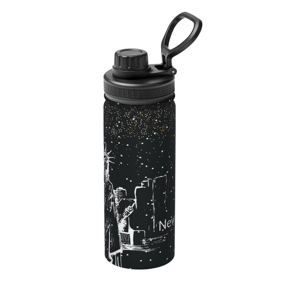 Rateoe New York City1 Printed 18oz Sports Insulated Water Bottle, Double-Wall Stainless Steel Kettle with Leak-Proof Cap and Carry Loop, BPA-Free for Outdoor, Gym, Camping, and Travel