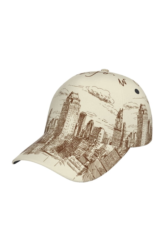 New York Pattern Mens Baseball Cap Adjustable Curved Brim Hat, Soft Cotton Sports Cap for Outdoor, Casual, and Everyday Wear, Comfortable & Breathable