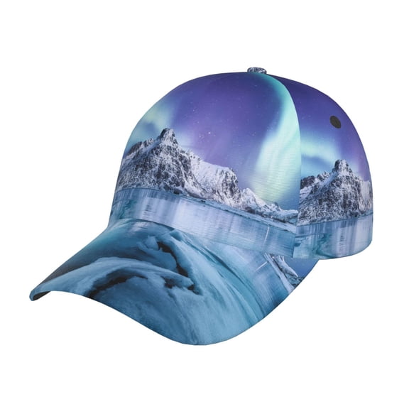 Rateoe Night At Lake Aurora 1 Pattern Baseball Cap Outdoor Cap Mountain Dad Hat - Unstructured Soft Cotton Cap-Adjustable UV Protection Cap