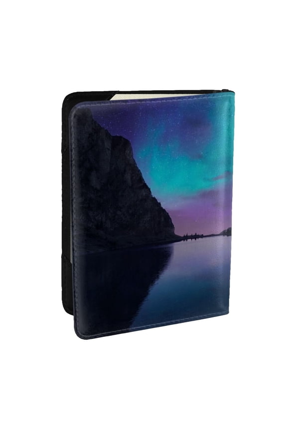 Night At Lake Aurora Pattern Passport Holder Wallet Leather Mulit-purpose Travel Wallet Credit Cards Case ,Passport Cover for Women Men-6.5 in